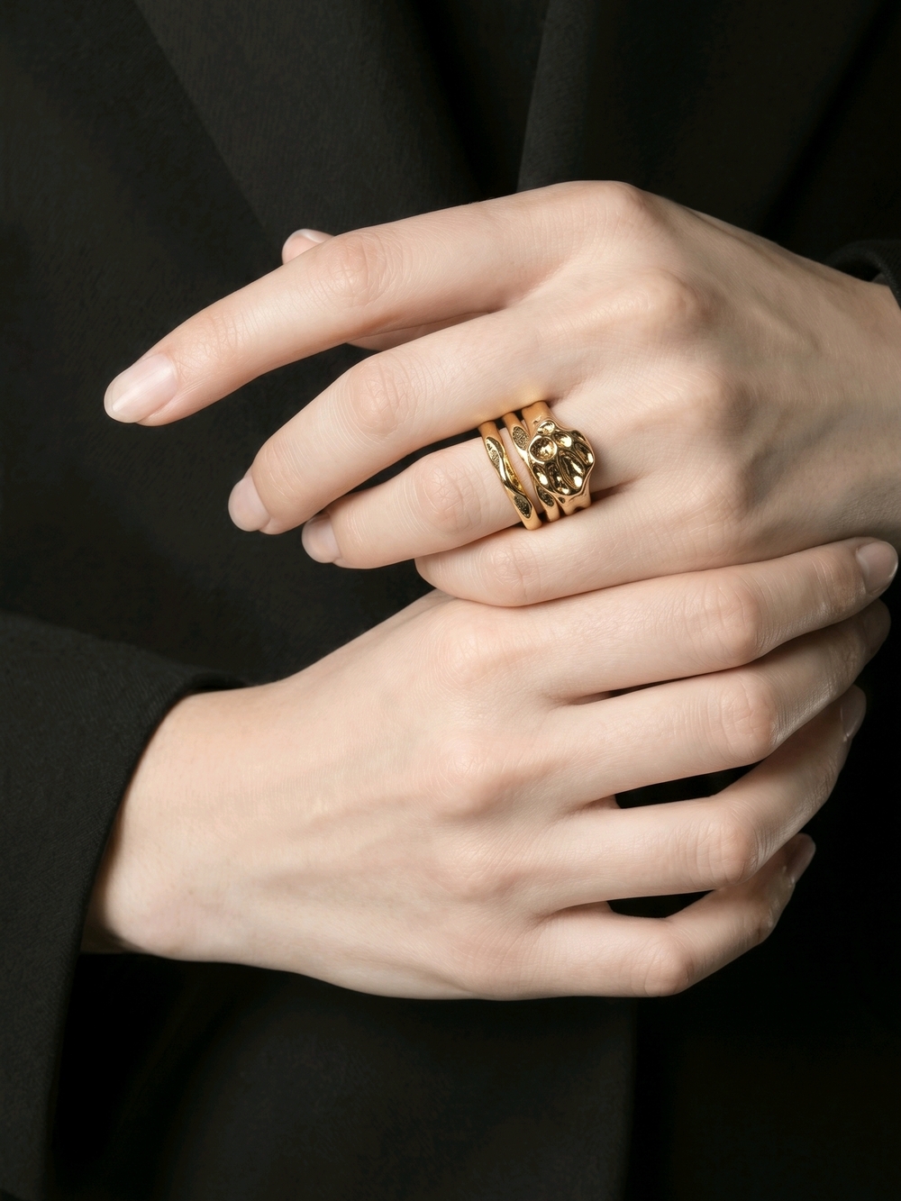 Open Edit set of 3 gold-tone rings Size 9 NEW